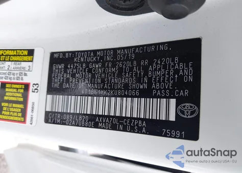 2019 Toyota Camry Xse из США, поврежденный, VIN 4T1B61HK2KU804066